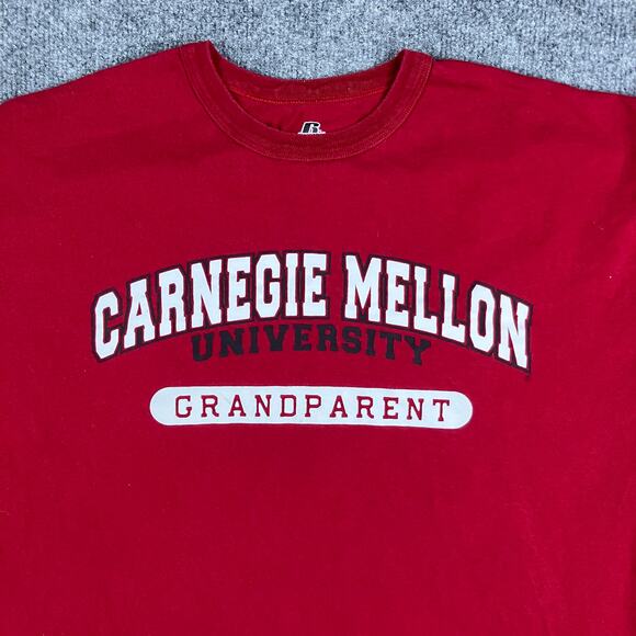 Russell T-Shirt Mens Size L Red Graphic Carnegie Mellon Cotton Tee - Picture 1 of 7